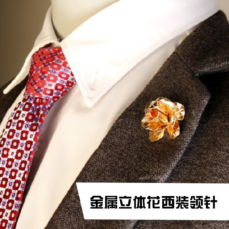 一折胸针男复古 个性_个性日韩男士西装胸花配饰优雅大花朵复古男胸针