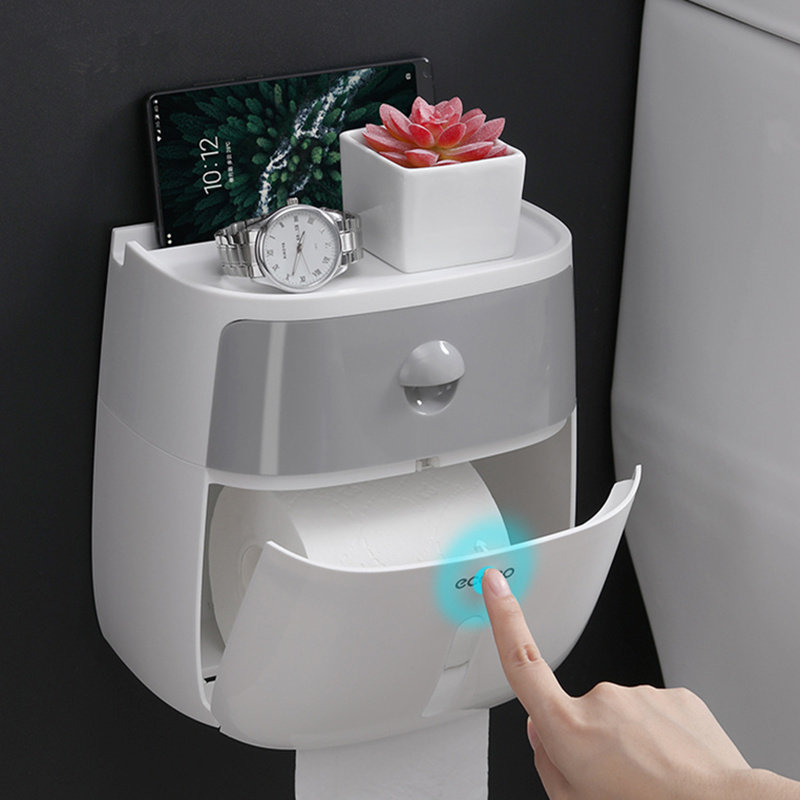 卫生间纸巾盒厕所卫生纸置物架免打孔卷纸筒擦手纸抽纸厕纸盒优惠券