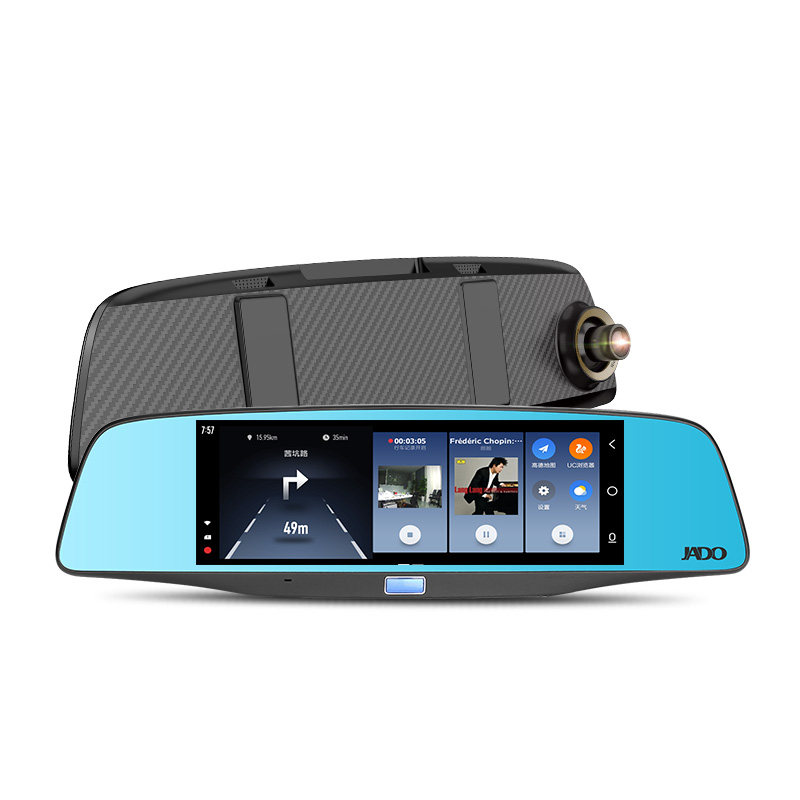 捷渡d680s后视镜行车记录仪双镜头高清夜视倒车影像带导航电子狗