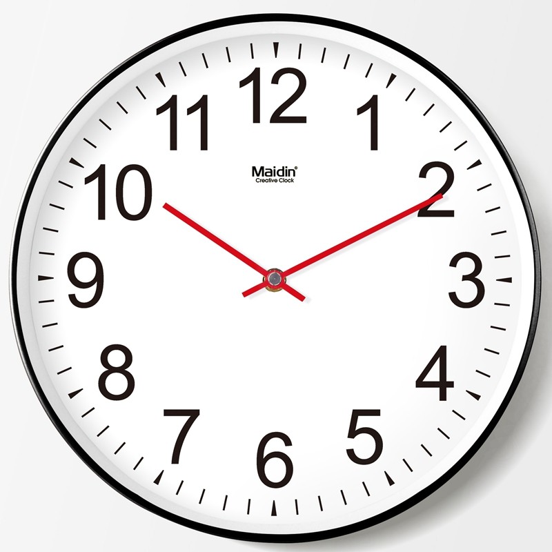麦丁客厅卧室书房挂钟大数字静音钟表简约创意圆形时钟石英钟j021