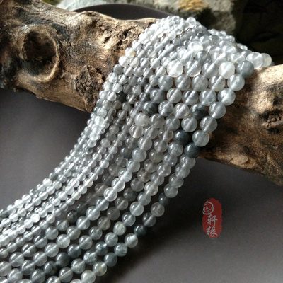 纯天然云晶 云水晶圆珠 灰水晶魔鬼水晶圆珠散珠diy手工饰品材料