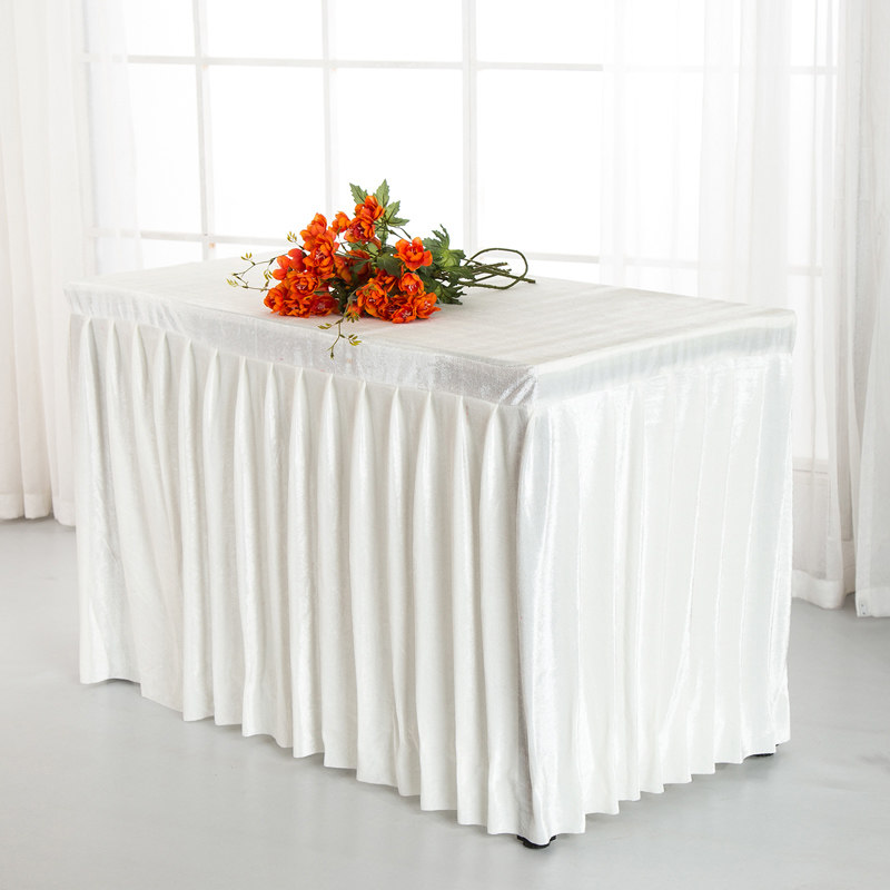 定做办公会议桌布台裙桌裙金丝绒桌套罩长方形婚庆活动签到台布