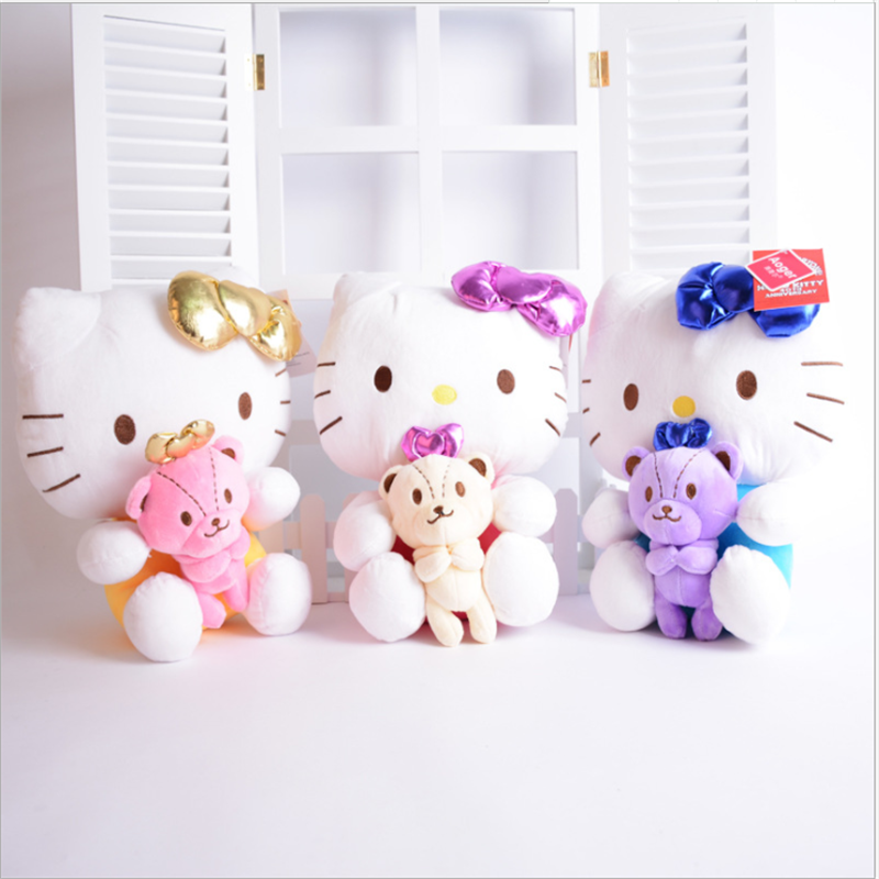 熊 猫毛绒玩具 儿童_澳捷尔hello kitty拥抱小熊抱熊kt蝴蝶结凯蒂猫