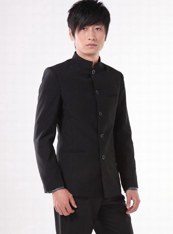 热销民国青年装_中华立领黑色中山装 李连杰影视电影作品中山装民国风