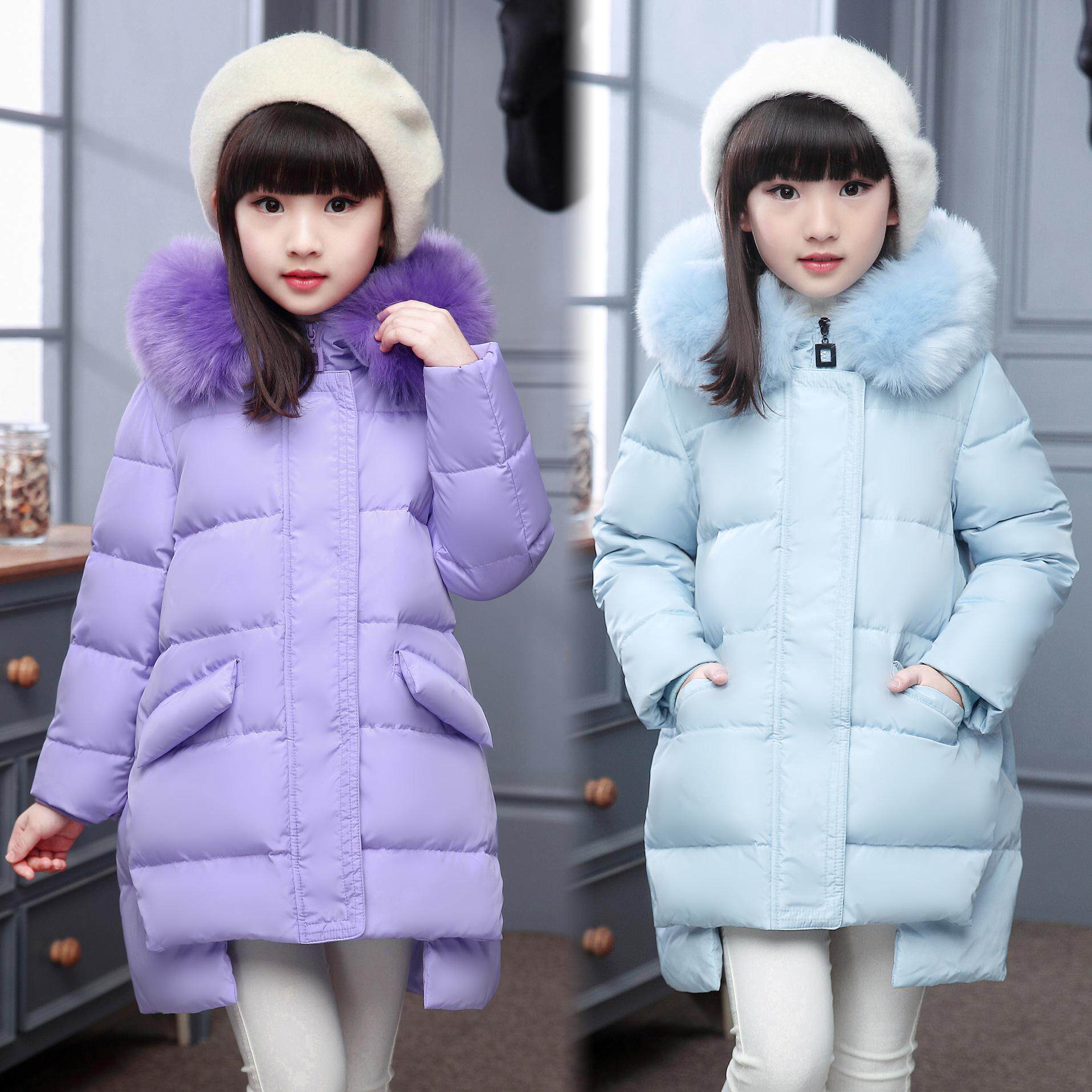 包邮 新款版儿童羽绒服女款宽松加厚短款外套女童宝宝大毛领冬装