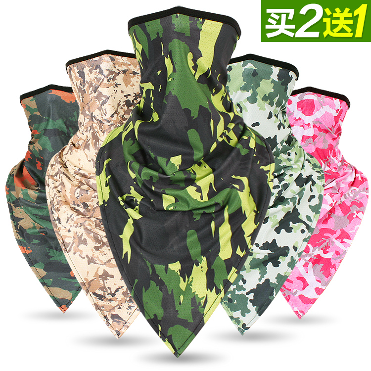 一折骑行面罩 迪卡侬_奔袭加长款冰丝速干迷彩三角巾骑行面罩脖套军迷