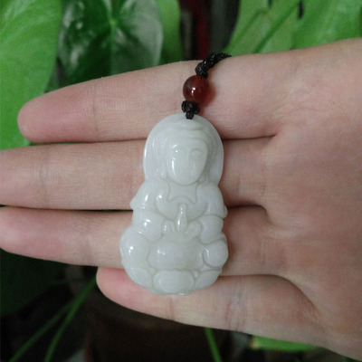 钰达 翡翠观音吊坠观音玉石项链观世音玉挂坠男女款玉佩吉祥 dqu