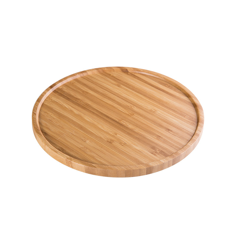 陶趣居 楠竹制托盘 茶盘圆形大小号日式餐厅托架家用竹子茶具盘托