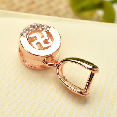 s925纯银吊坠夹扣琥珀蜜蜡银扣头新款圆环符号对夹扣银扣头