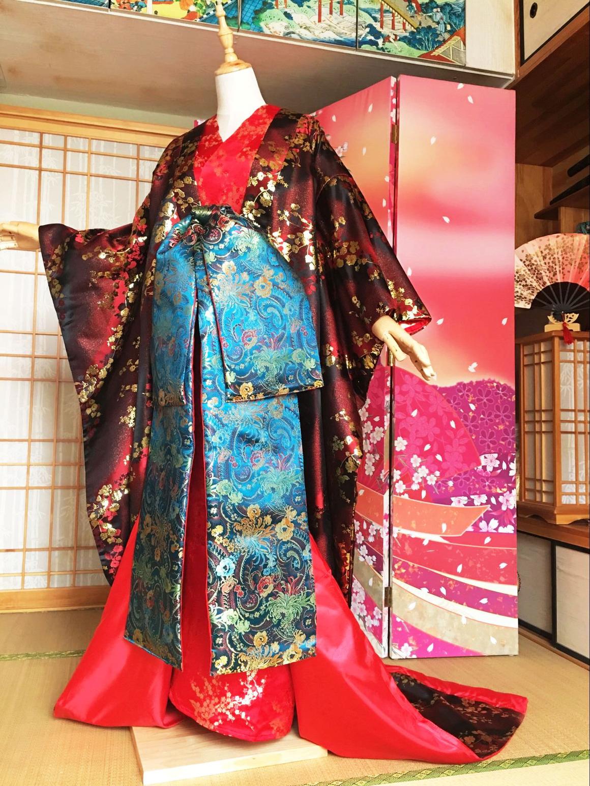 实物真人拍摄日本文艺复古振袖和服女装可定做花降楼花魁特价包邮