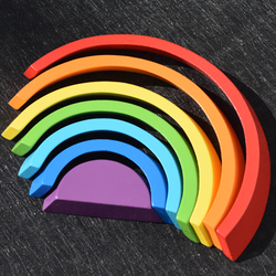 木质七彩彩虹桥积木叠叠乐幼儿早教益智拼搭积木1-3岁男孩女孩