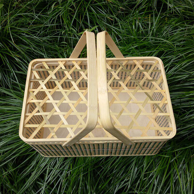 鸡蛋篮子 竹编_葡萄采摘竹篮子礼品盒土鸡蛋竹筐竹编织长方形水果篮土