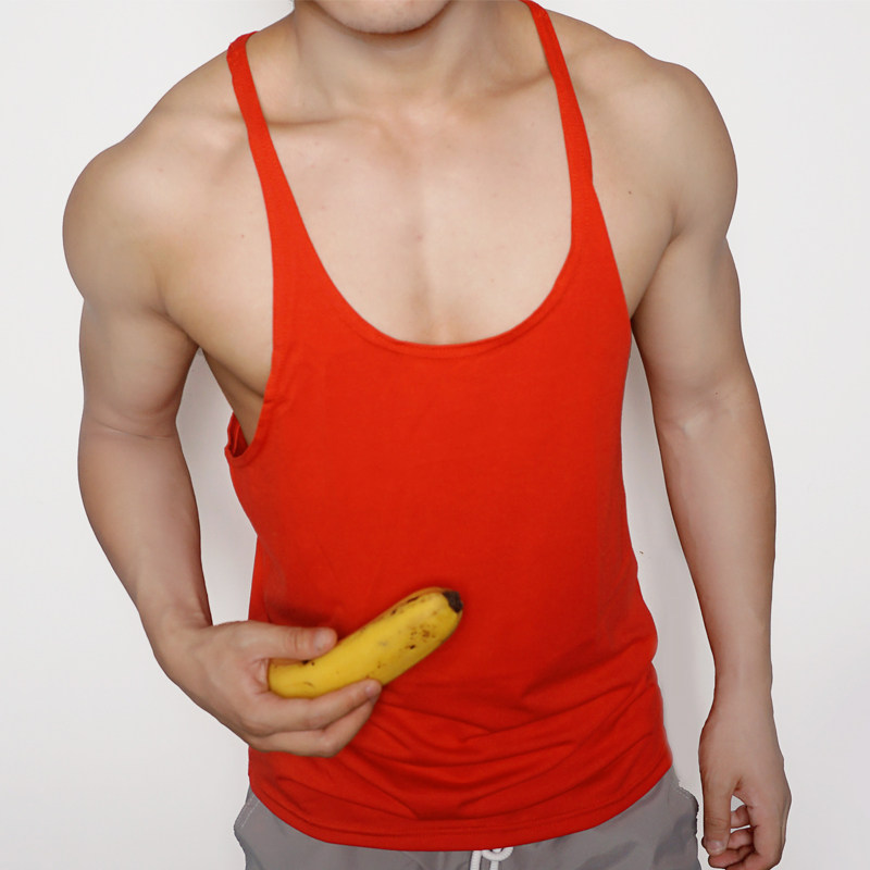 男士健身背心宽松性感低胸背心男细肩带健美汗背心露胸肌运动背心