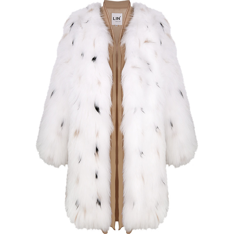 冬装新款中长款狐狸毛山羊毛皮草手工编织外套