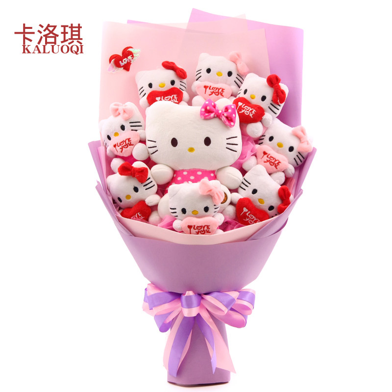 生日_卡通花束哈喽凯蒂猫公仔玩偶花束kitty猫花束生日礼物送女生同学