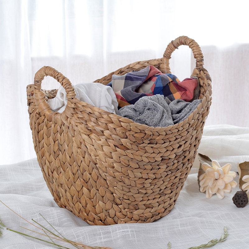 异丽北欧藤编草编衣服玩具杂物收纳筐脏衣篮脏