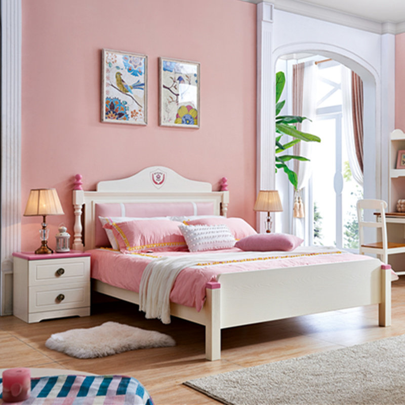 欧式公主床 女孩_儿童床女孩 公主床1.5粉色实木单人床1.