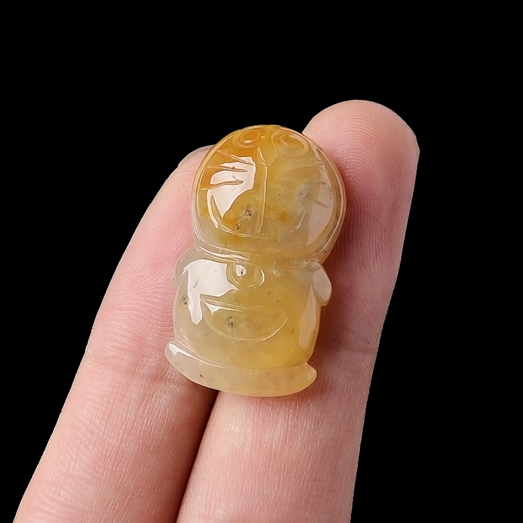 童话翡翠 缅甸天然翡翠a货机器猫吊坠黄翡翠叮当猫挂件玉佩包邮