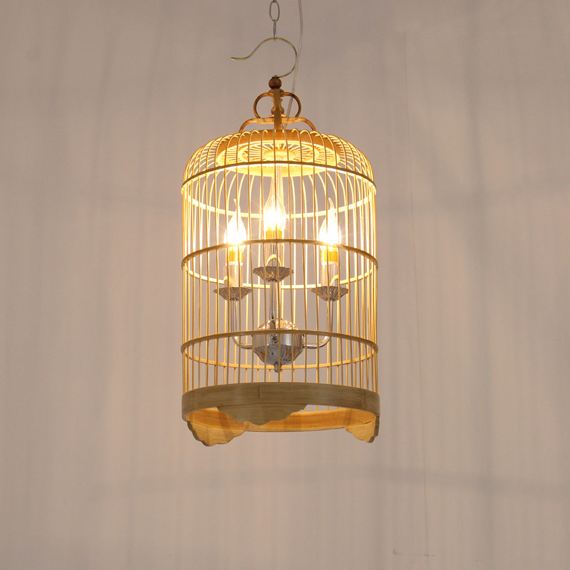 一折欧式铁艺吊灯_中欧式鸟笼吊灯铁艺三头餐厅灯酒店民宿客栈灯竹艺