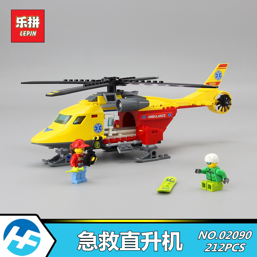 02090 救援救护直升飞机拼装积木玩具 60179 乐拼兼容