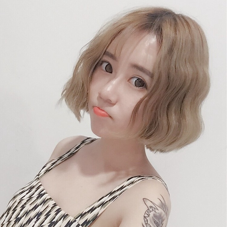 热销假发女蛋卷头_韩国时尚假发女 空气薄刘海假毛 小波浪蛋卷头 二