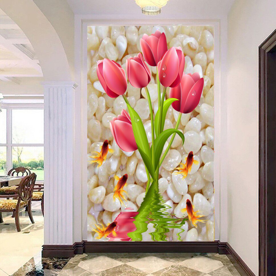 墙纸贴画 玄关_定制玄关过道3d墙贴客厅壁纸中式自粘贴画装饰画优惠券