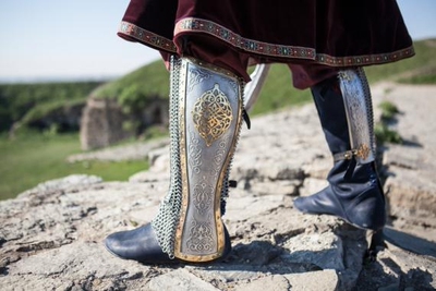 greave㊣乌克兰代购手作复古骑士不锈钢护胫甲护腿cosplay配件