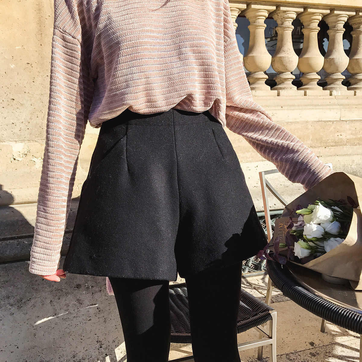 mugu◆2017新款冬季毛呢短裤女高腰韩版黑色百搭阔腿裤女外穿厚