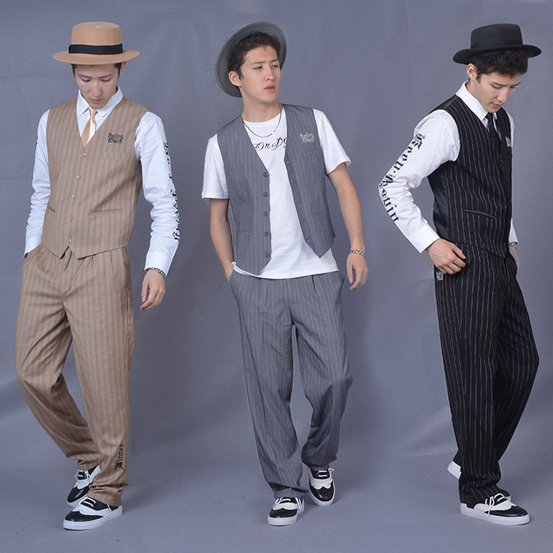 g演出服西装男套装衣服locking马甲机械舞西服街舞表演服装优惠券
