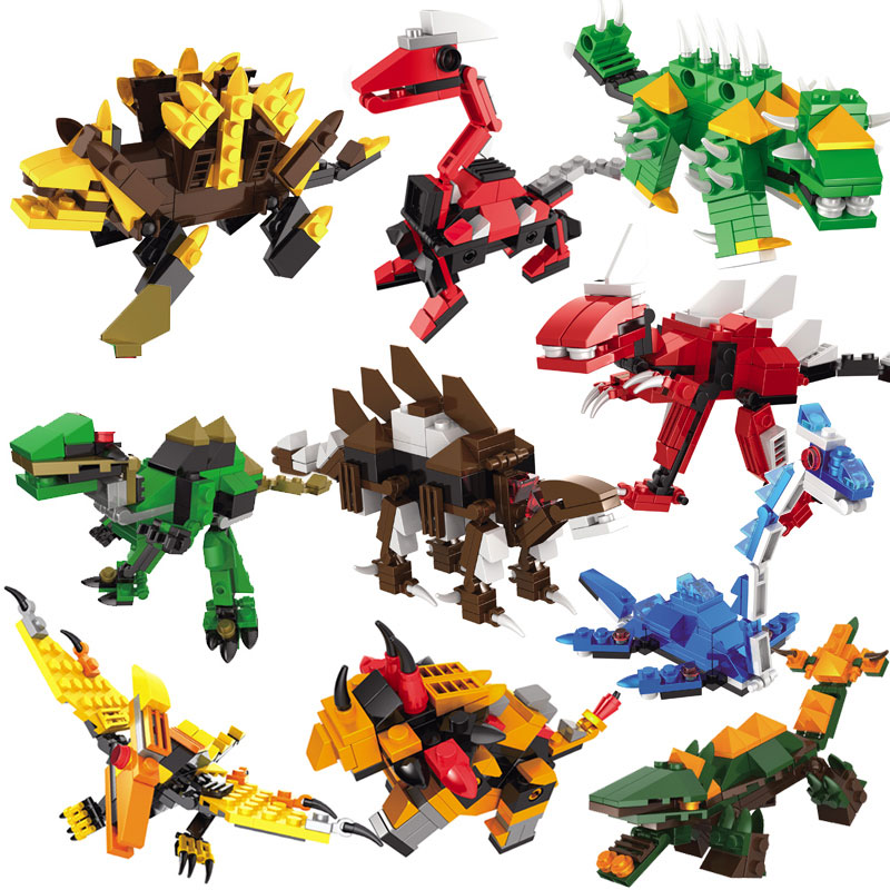 侏罗纪恐龙积木儿童益智积变拼装玩具霸王龙动物模型男孩兼容乐高