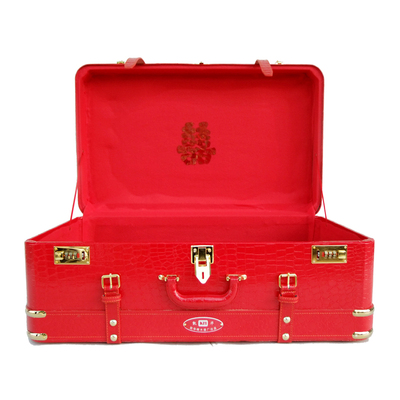 红色箱子新娘结婚陪嫁箱 婚庆结婚皮箱樟木结婚箱子 嫁妆箱子母箱_双