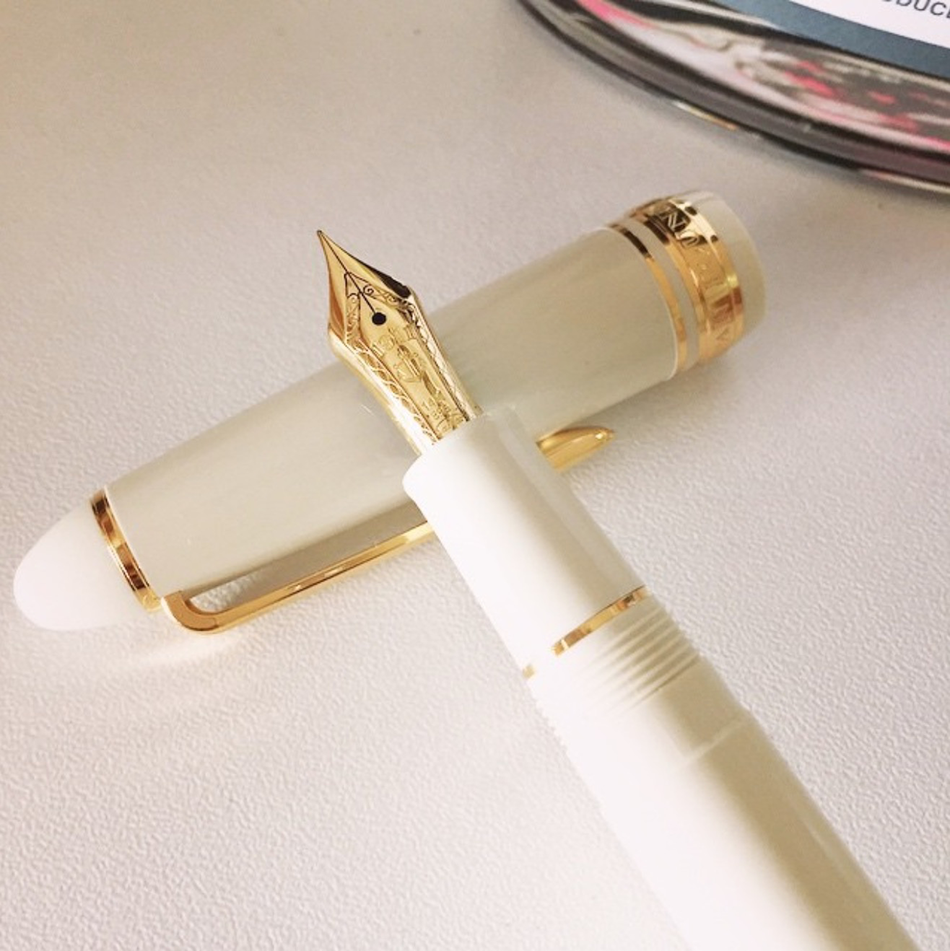 日本sailor写乐 1219系列正品象牙白鱼雷14k金尖书写专用墨水钢笔