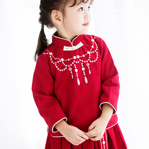 女童汉服秋中国风古装改良襦裙小孩宝宝复古民族风套装幼儿童唐装