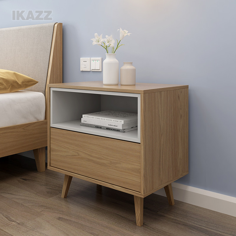 床头柜简约现代北欧式_北欧储物床边柜卧室床头柜现代简约板式边柜小