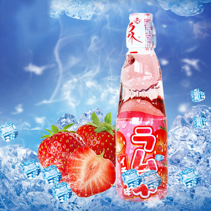 日本进口碳酸饮料_日本进口饮料哈达波子汽水草莓味200ml碳酸饮料玻璃