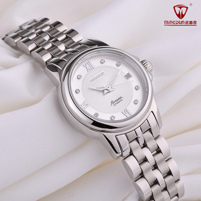 mingdun名盾手表 女士全自动机械表 蓝宝石镜面 防水日历复古女表