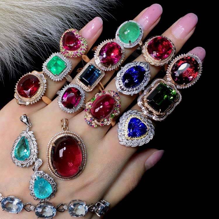 优惠券后5元,彩宝水晶首饰 红蓝绿宝石925银18k金