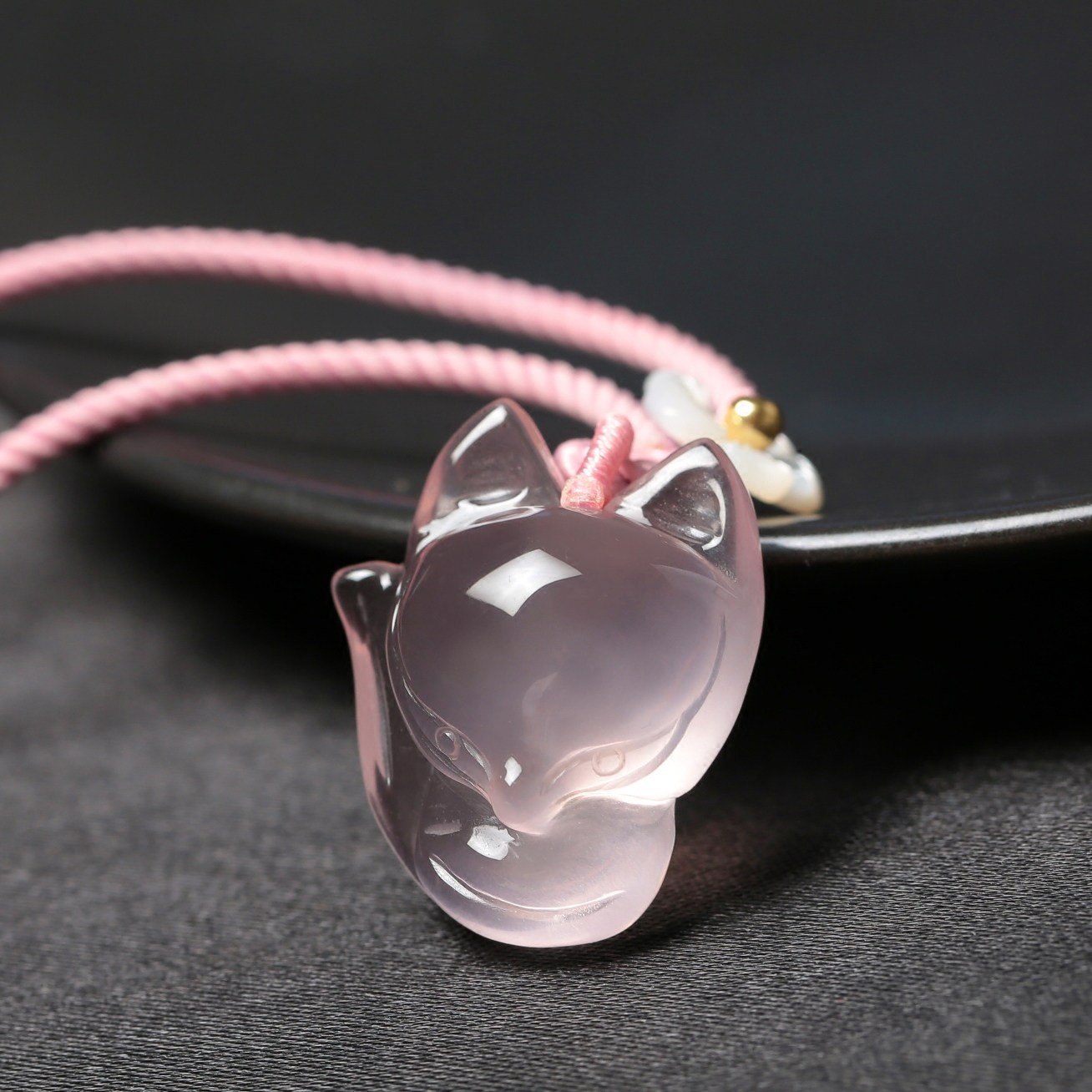 招桃花旺姻缘项链_天然粉晶小狐狸吊坠女款招桃花旺姻缘狐仙吊坠水晶