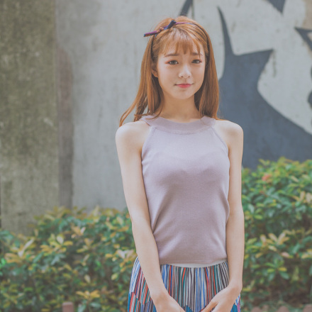 【yoki 酱】2016夏装纯色针织露肩无袖背心女外穿修身性感t恤上衣