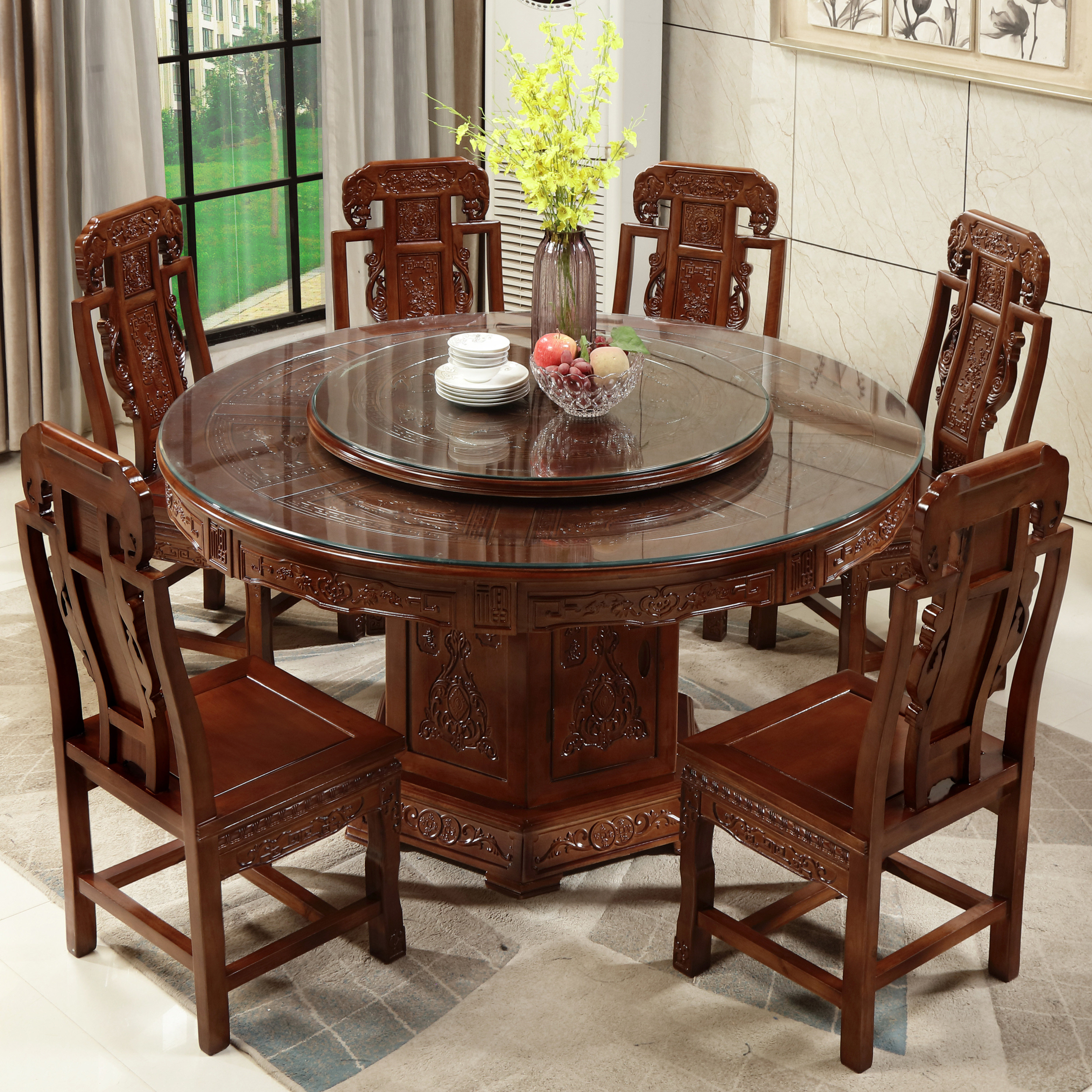 【仿古实木餐桌】价格 图片 品牌 怎么样 京东商城