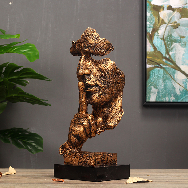 沉默是金 抽象工艺品创意北欧雕塑摆件复古办公室客厅 装饰品礼品