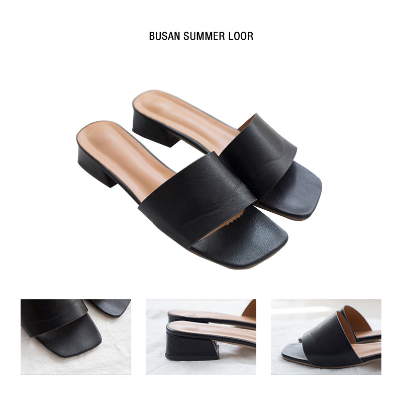 busan hx〕黑色简约ins风有质感好搭配气质舒适低跟凉鞋单鞋女