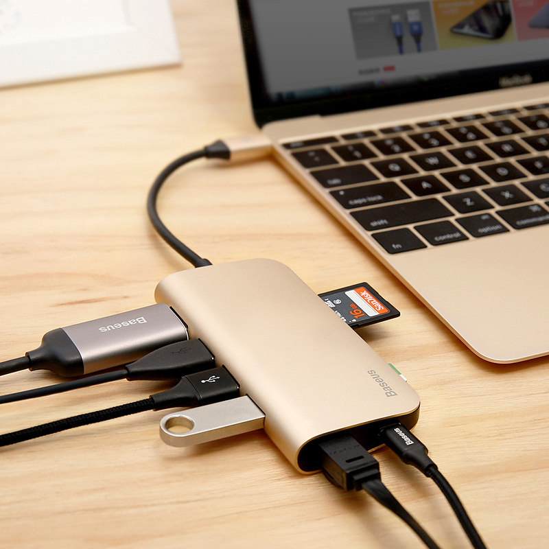 倍思苹果笔记本电脑type-c转换器多功能macbookpro转接头hdmi网卡
