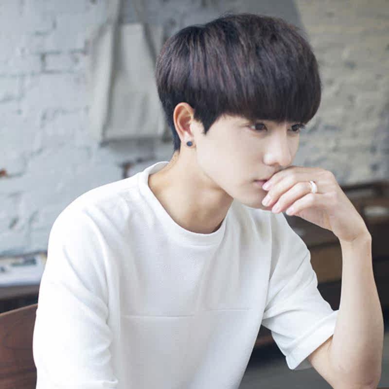 发型男 帅气短发_潮男发型 假发男士短直发自然逼真短发帅气男发黑色