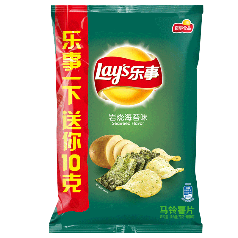 【天猫超市】lays/乐事薯片岩烧海苔味70g膨化零食新老包装交替