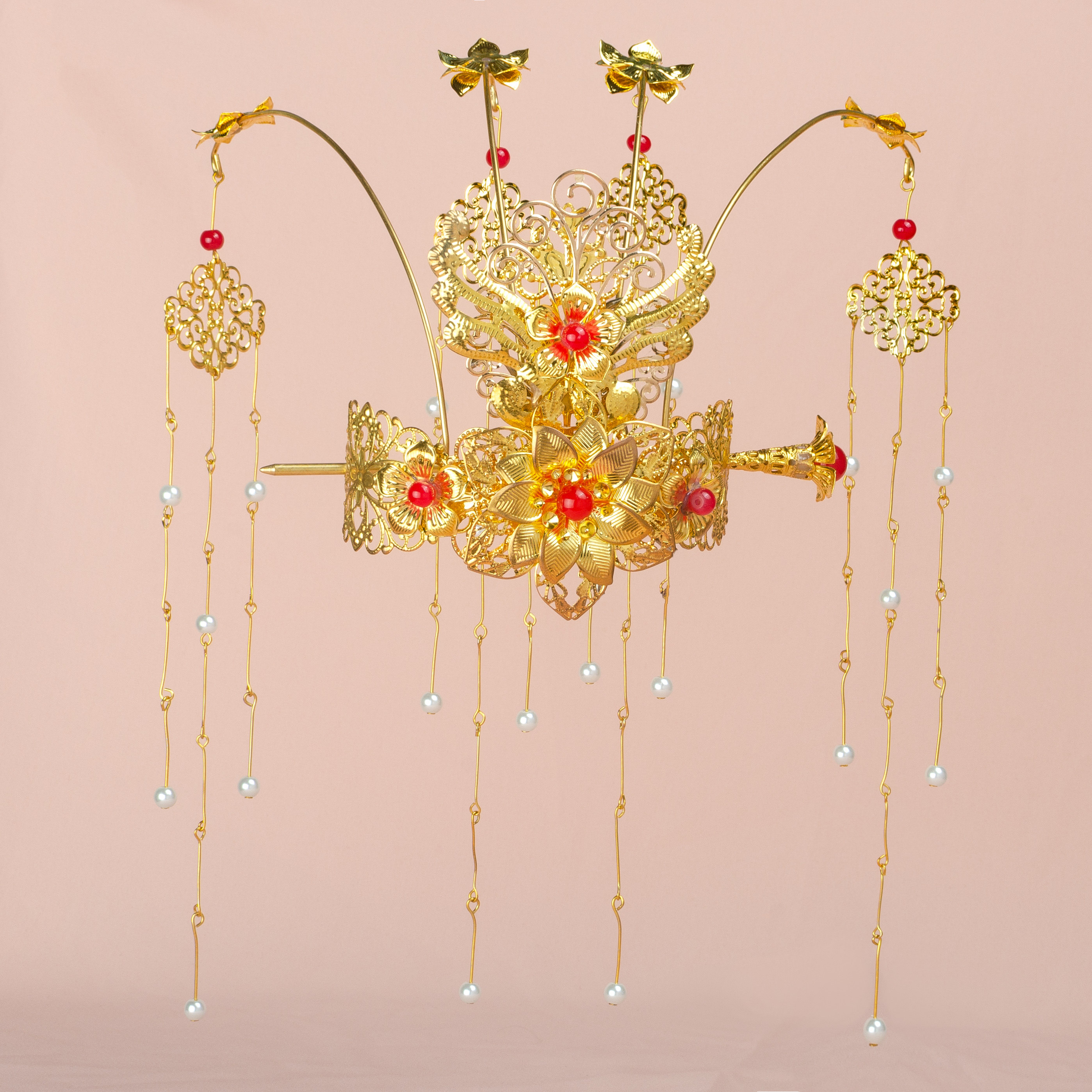 一折发冠 女 古风_古风饰品汉服古装头饰发冠流苏簪发饰步摇发簪束发