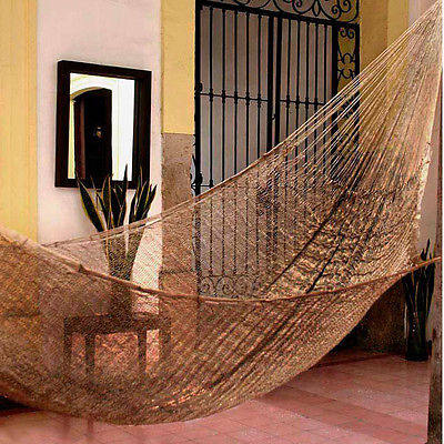 美国代购 吊床 novica编织网状室内户外休闲睡觉轻量便携耐用棕