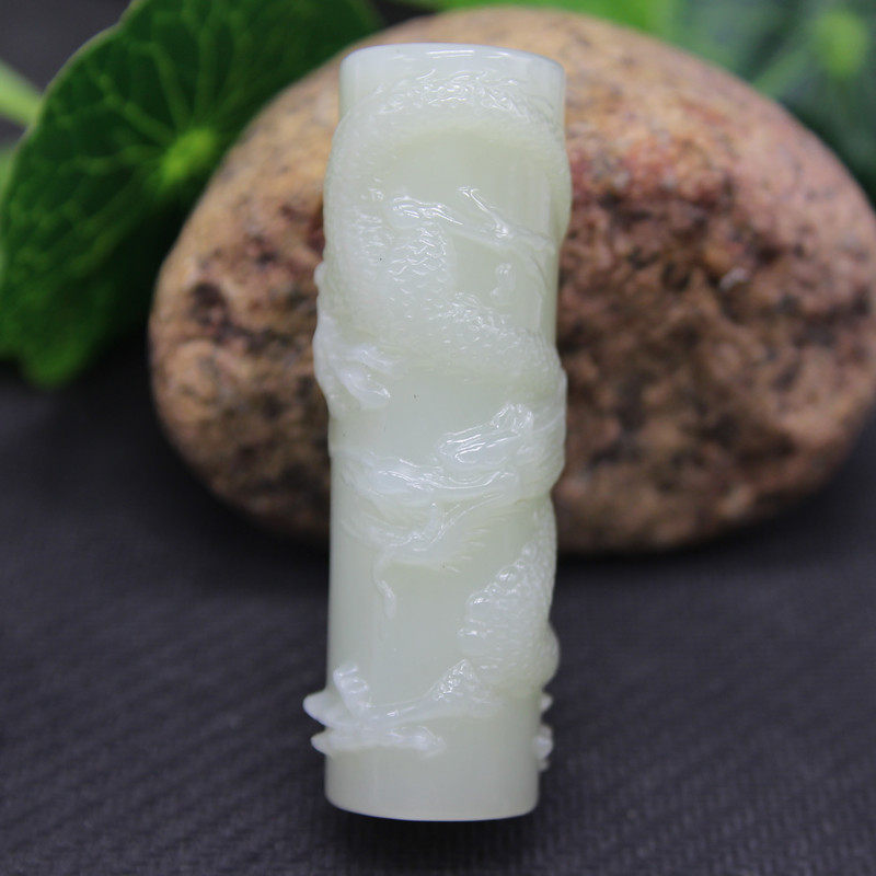 项链吊坠情侣龙_天然和田玉白玉龙柱吊坠男女情侣款腰饰腰坠车挂挂件