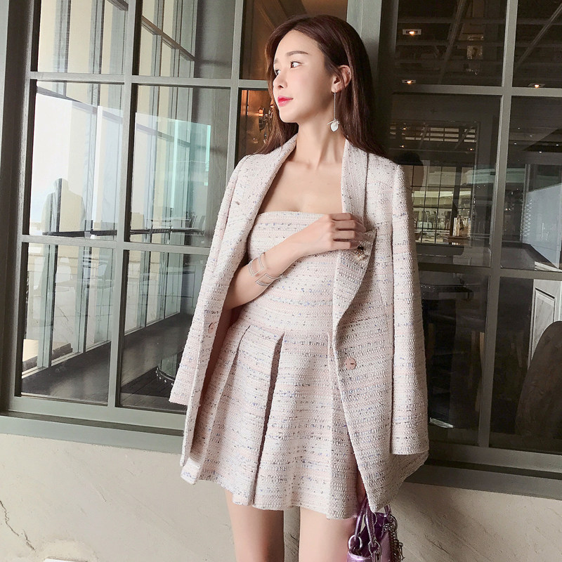 fancystyle2017春季新款 两色时尚套装外套 抹胸连体短裤agd71053