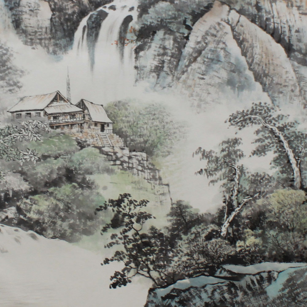 锦翰堂 国画山水《山里静居》现代中式客厅装饰画手绘